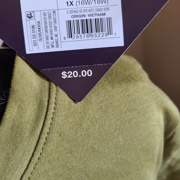 Women's Plus Size Short Sleeve T-Shirt Dress - Ava & Viv Olive Green - Picture 2 of 5